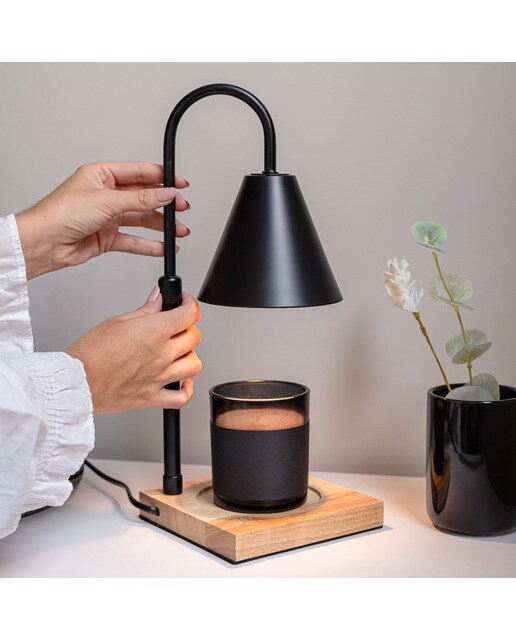 Candeeiro Flamingueo aquecedor de velas com abajur em aço preto (vela não incluída) 3