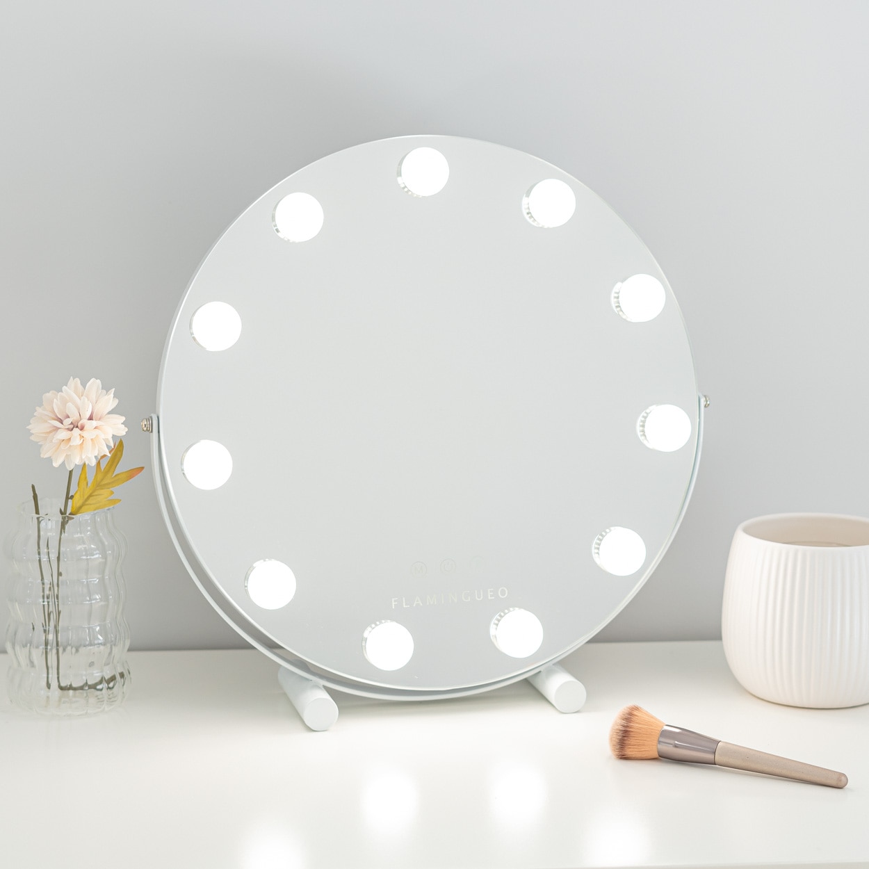Espelho Flamingueo luzes LED circulares estilo Hollywood 11 lâmpadas 2