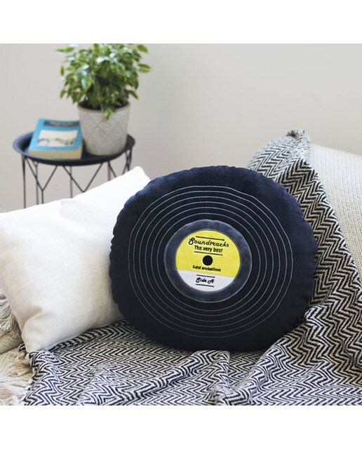 Almofada Soundtracks Balvi na Forma de Vinil Extra Suave - Preto 2
