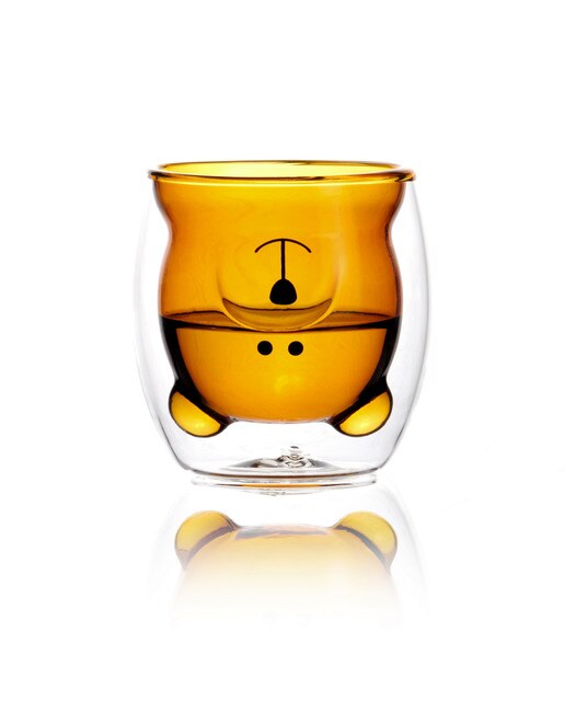 Copo Glasito para Café de Camada Dupla Urso - Castanho 3