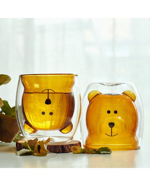 Copo Glasito para Café de Camada Dupla Urso - Castanho 5
