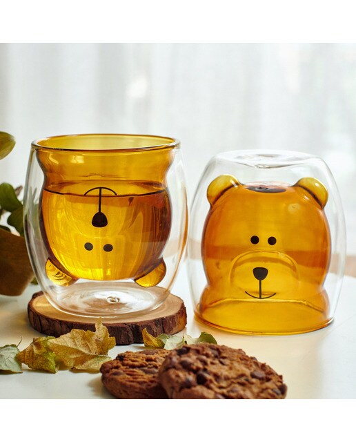 Copo Glasito para Café de Camada Dupla Urso - Castanho 6