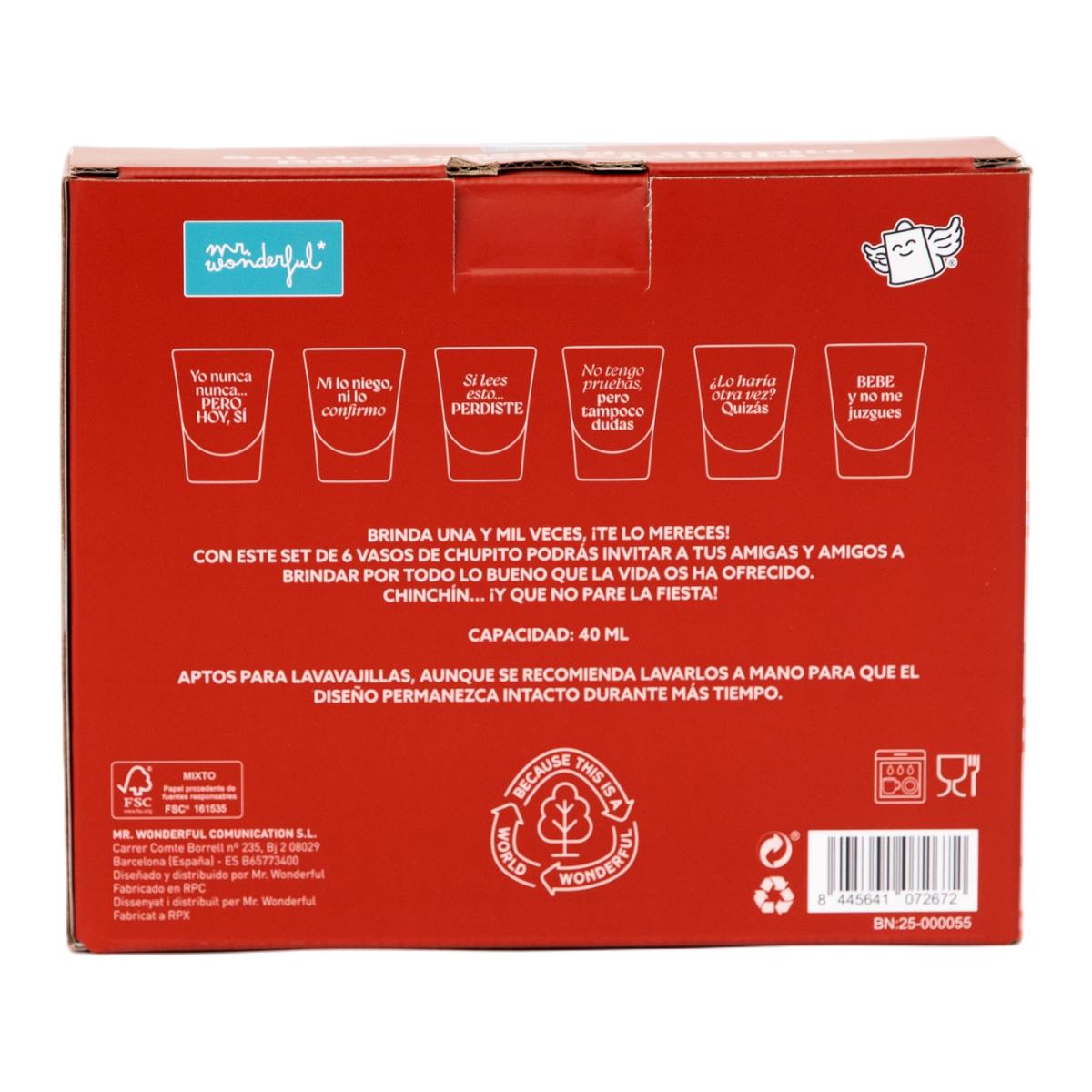 Set Mr Wonderful de 6 vasos de chupito para brindar infinito?. 7