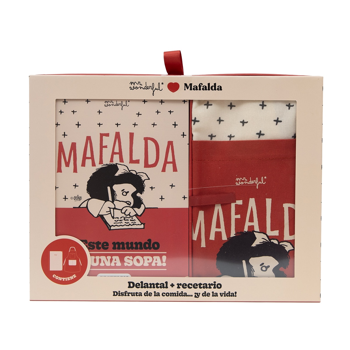 Imagen 0 de Set Mr Wonderful de delantal + recetario Mafalda - ¡Este mundo es una sopa!.