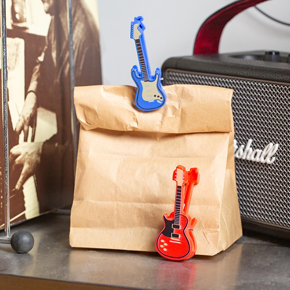 Clips para Sacos de Kikkerland com Design de Guitarra 2