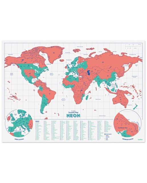 Mapa do Mundo Raspável Suck UK Coral 2