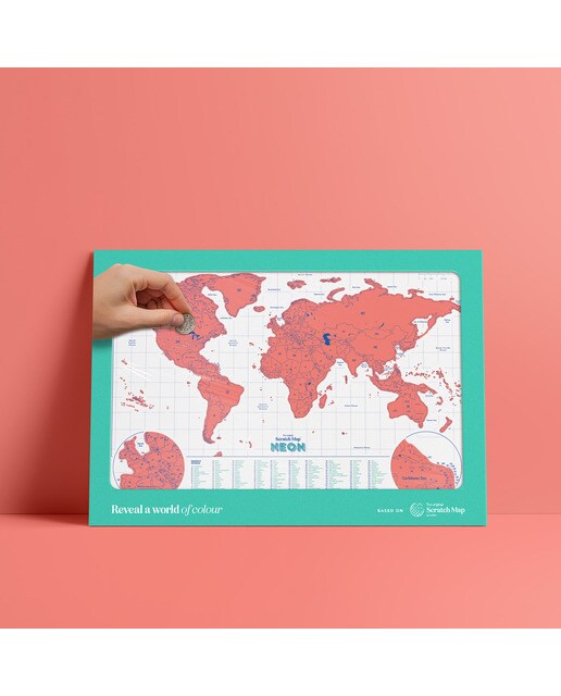 Mapa do Mundo Raspável Suck UK Coral 3