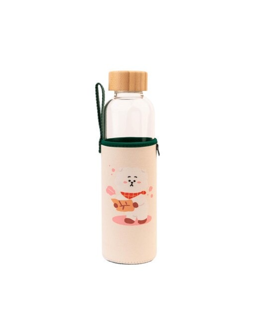 Garrafa BT21 RJ de Vidro - Bege/Verde 1