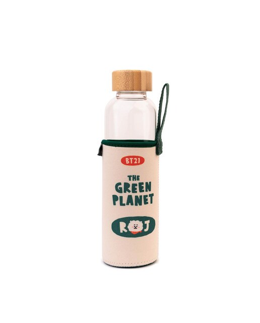 Garrafa BT21 RJ de Vidro - Bege/Verde 2