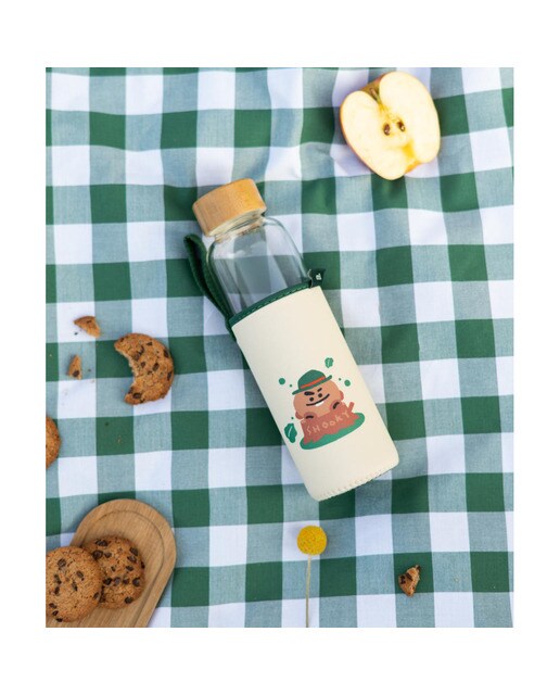 Garrafa BT21 Shooky de Vidro - Bege/Verde 6