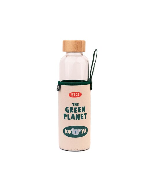 Garrafa BT21 Koya de Vidro - Bege/Verde 2