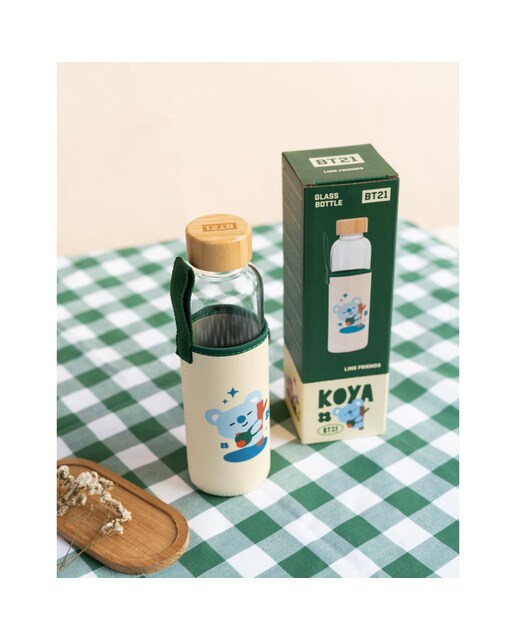 Garrafa BT21 Koya de Vidro - Bege/Verde 3