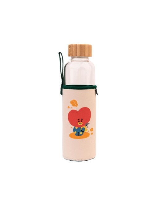 Garrafa BT21 Tata de Vidro - Bege/Verde 1