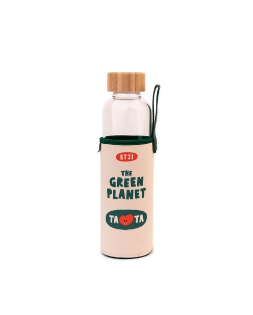 Garrafa BT21 Tata de Vidro - Bege/Verde 2