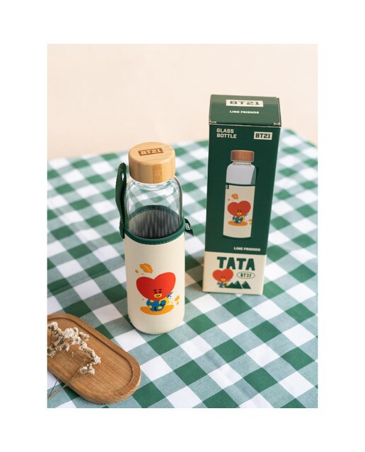 Garrafa BT21 Tata de Vidro - Bege/Verde 3