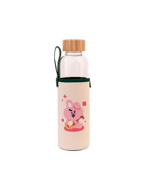 Garrafa BT21 Cooky de Vidro - Bege/Verde 1