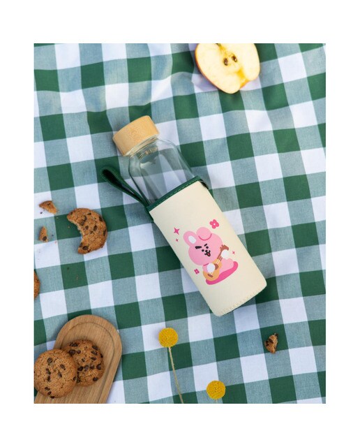 Garrafa BT21 Cooky de Vidro - Bege/Verde 5