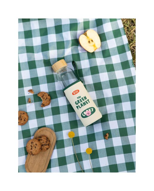 Garrafa BT21 Cooky de Vidro - Bege/Verde 6