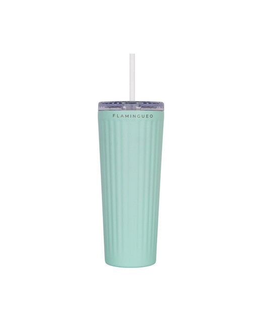 Copo de aço inoxidável Flamingueo aquamarine com palhinha 1