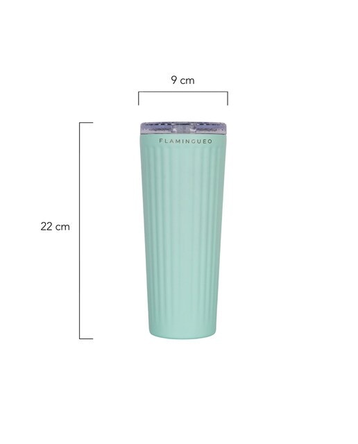 Copo de aço inoxidável Flamingueo aquamarine com palhinha 6