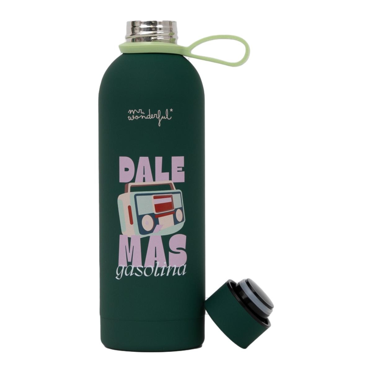 Botella Térmica Mr. Wonderful 'Más Días Bonitos' – Acero Inoxidable 304 De 600 Ml – Mantiene Frío 24h Y Calor 12h – Cierre Hermético Y Tapón De Madera Con Asa