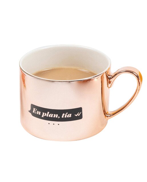 Imagem 0 de Chávena de café 'En Plan Tía' La Vecina Rubia dourada e rosa