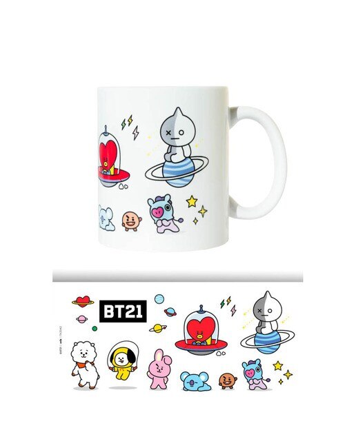Caneca BT21 Personagens - Branco/Vermelho 1