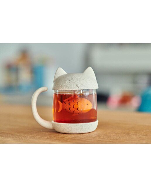 Chávena de Chá em Forma de Gatinho com Peixe Infusor 5