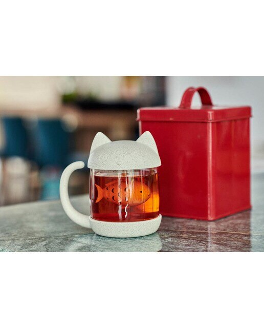 Chávena de Chá em Forma de Gatinho com Peixe Infusor 6