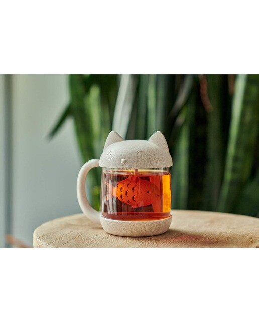 Chávena de Chá em Forma de Gatinho com Peixe Infusor 7