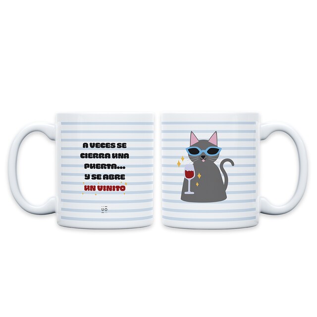 Imagen 0 de Taza UO A veces se cierra una puerta y se abre un vinito