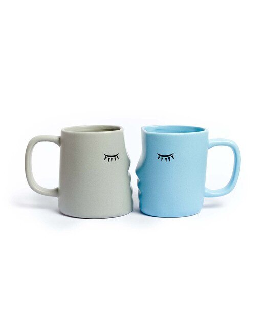 Canecas Milimetrado Kissing Mugs Azul y cinzento 1