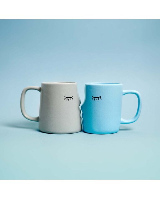Canecas Milimetrado Kissing Mugs Azul y cinzento 2