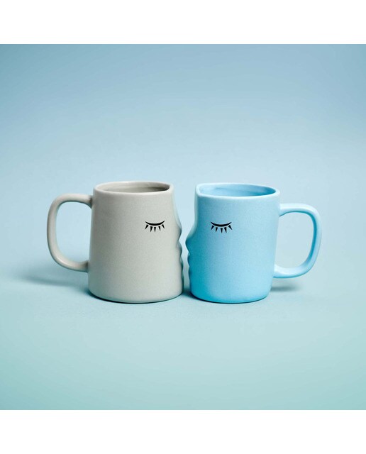 Canecas Milimetrado Kissing Mugs Azul y cinzento 3
