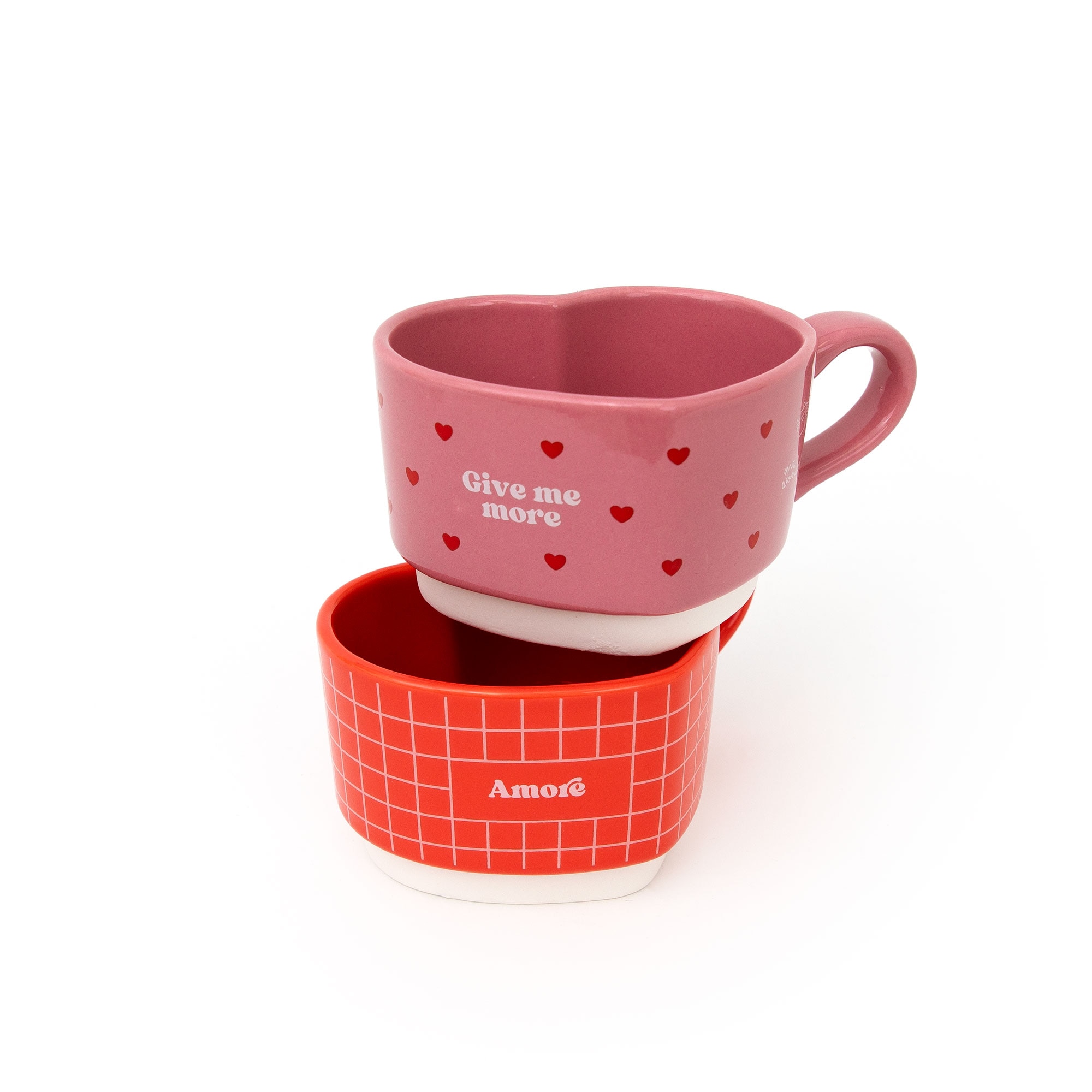 Conjunto de 2 canecas empilháveis Mr Wonderful - Give me more amore 3