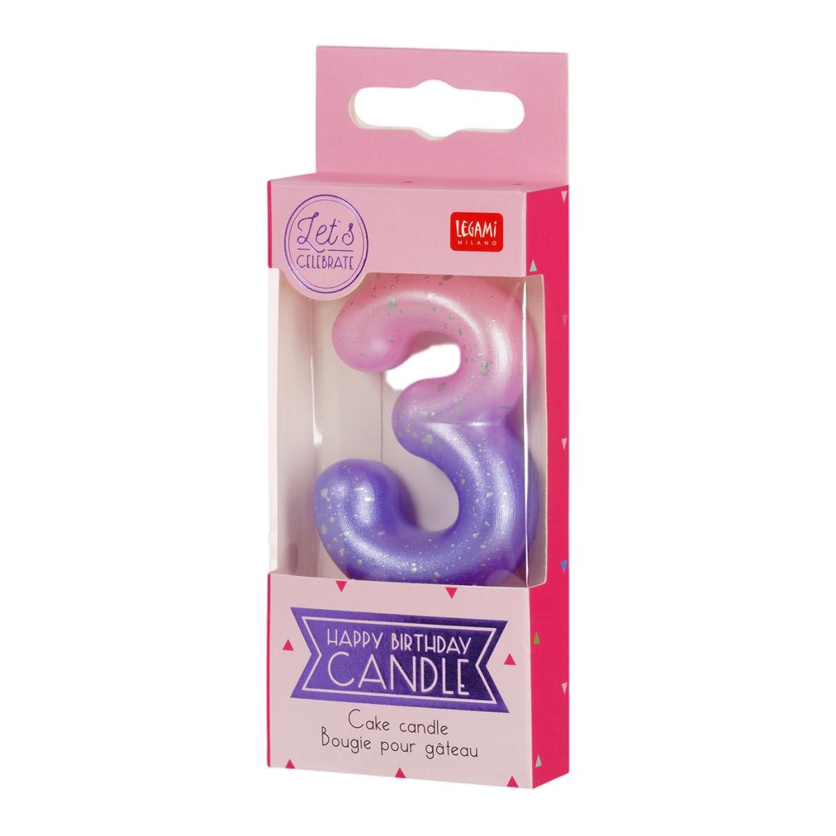 Vela Bolo 3 Legami Pink 3