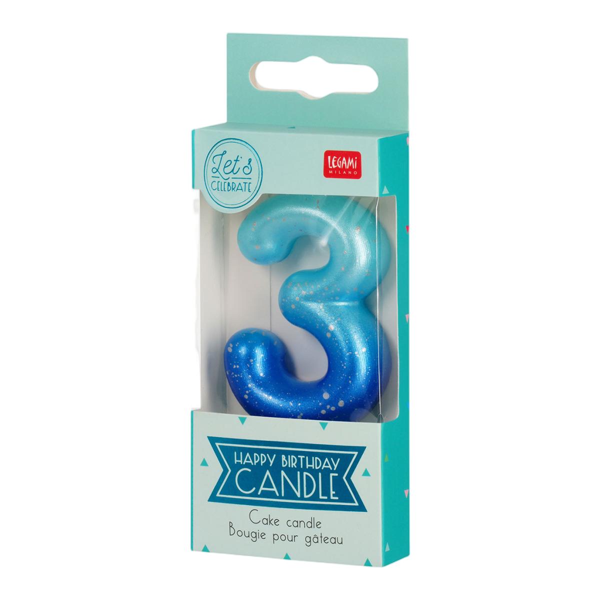 Vela Bolo 3 Legami Blue 3