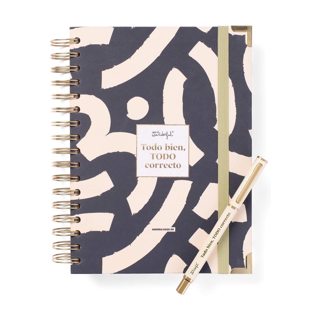 Set de agenda escolar + boli 2025-2026 diaria Mr Wonderful: Todo bien, todo correcto. 1