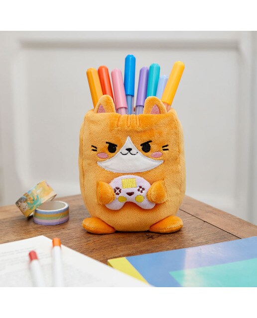 Porta-lápis Fluffy Kawaii Gamer Plástico Tecido 3