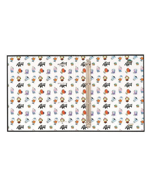 Pasta de 4 Argolas Premium BT21 Street Mood - Preto/Azul 3