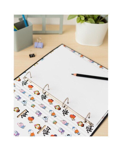 Pasta de 4 Argolas Premium BT21 Street Mood - Preto/Azul 7