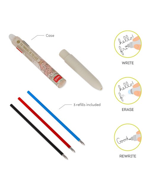 Caneta Esferográfica Apagável de 3 Cores Travel 3