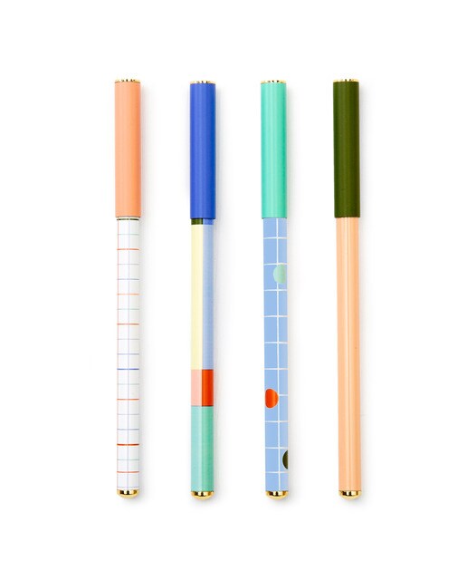 Conjunto de 4 Canetas Esferográficas Quadriculadas 1