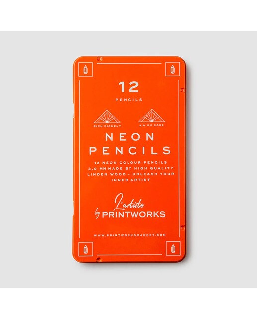 Caixa 12 Lápis Metálicos Printworks Laranja e Branco 1