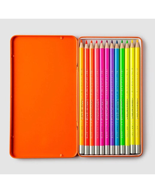 Caixa 12 Lápis Metálicos Printworks Laranja e Branco 2