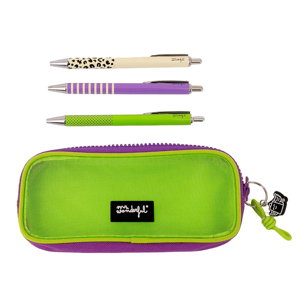 Imagem 0 de Estojo Mr Wonderful: Verde com 3 canetas