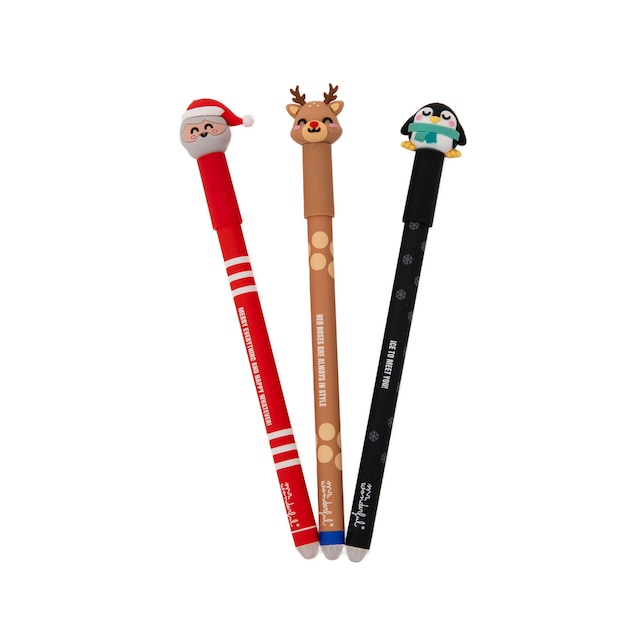 Imagen 0 de Set de 3 bolis borrables Mr Wonderful Bo-Bo Papá Noel, pingüino y reno.