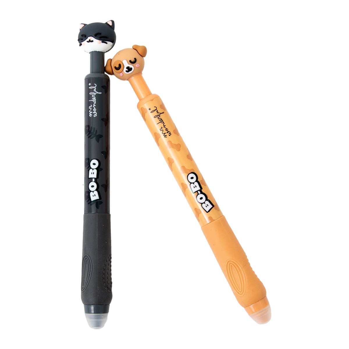 Conjunto de 2 canetas apagáveis Mr Wonderful Bo-Bo Click! - Gato e Cão 1