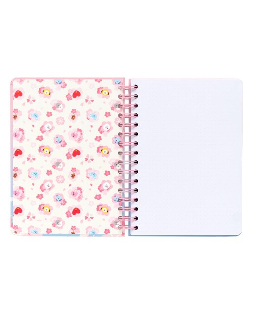Caderno de Capa Forrada A5 BT21 Cherry Blossom - Rosa/Azul 3