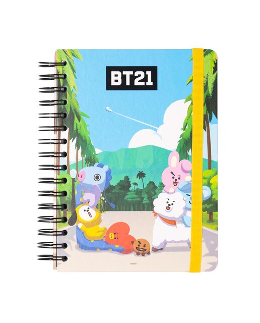 Caderno de Capa Forrada A5 BT21 - Azul/Verde 1